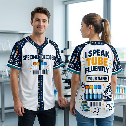 Custom Lab Tech Humor Specimen Decoder Baseball Jersey for Medical Lab Professionals - mockup 2