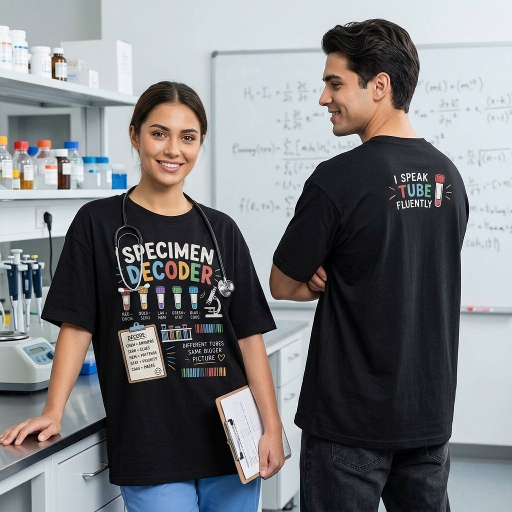 Lab Tech Humor Specimen Decoder T-shirt Sweatshirt Hoodie – Clinical Laboratory Gift - mockup 1