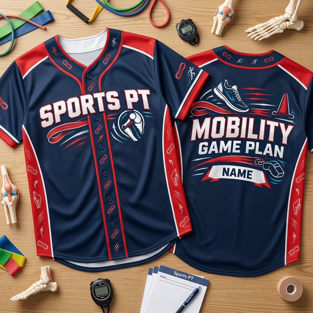 Custom Sports Physical Therapist Baseball Jersey – Mobility Game Plan Professional Apparel - mockup 1
