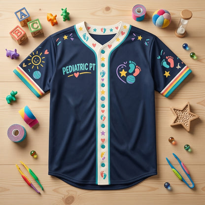 Personalized Pediatric Physical Therapist Baseball Jersey - Little Steps Big Wins - mockup 3