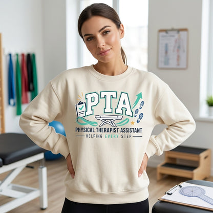 Physical Therapist Assistant PTA Helping Every Step T-shirt Sweatshirt Hoodie – Medical Gift - mockup 2