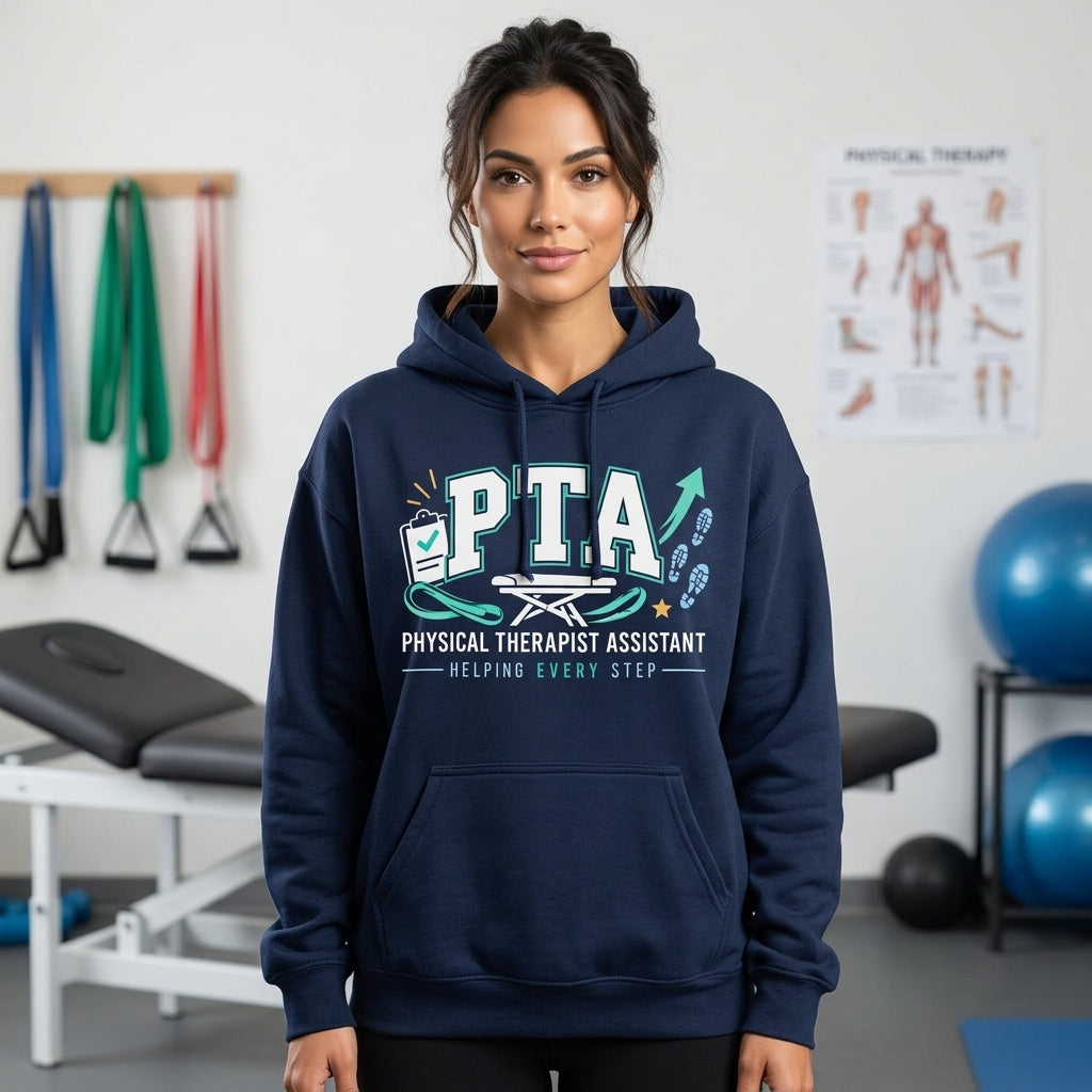 Physical Therapist Assistant PTA Helping Every Step T-shirt Sweatshirt Hoodie – Medical Gift - mockup 3