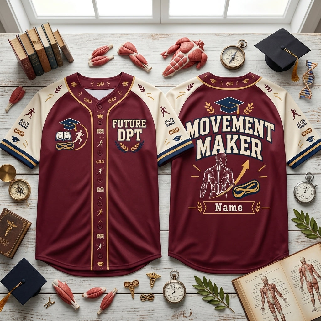 Personalized Future DPT Physical Therapy Student Baseball Jersey – Movement Maker Gift - mockup 1