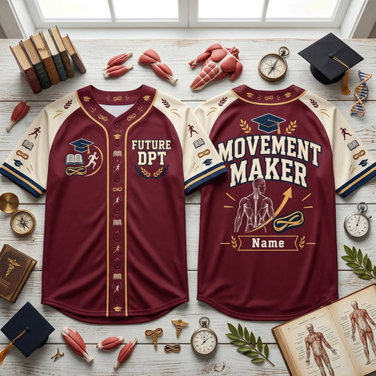 Personalized Future DPT Physical Therapy Student Baseball Jersey – Movement Maker Gift - mockup 1