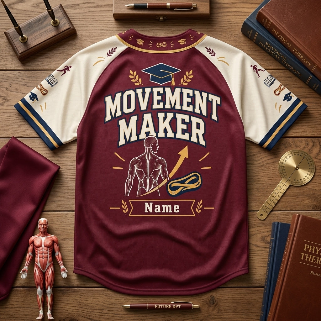 Personalized Future DPT Physical Therapy Student Baseball Jersey – Movement Maker Gift - mockup 4