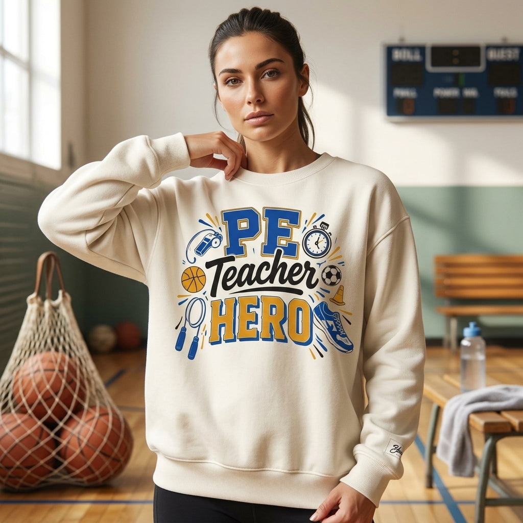 PE Teacher Hero Sports Graphic T-shirt Sweatshirt Hoodie – Physical Education Gift - mockup 2