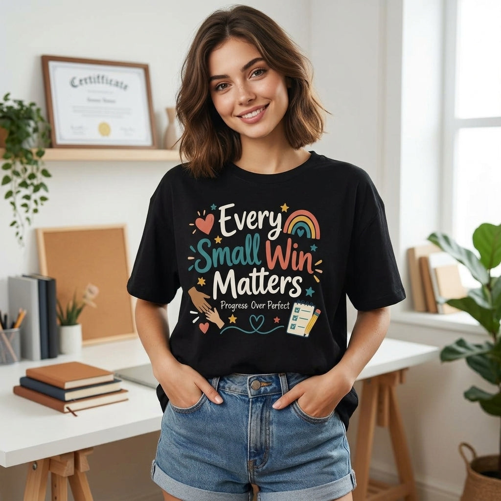 Every Small Win Matters Progress Over Perfect T-shirt Sweatshirt Hoodie – Special Education Teacher - mockup 1