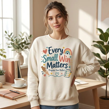 Every Small Win Matters Progress Over Perfect T-shirt Sweatshirt Hoodie – Special Education Teacher - mockup 2