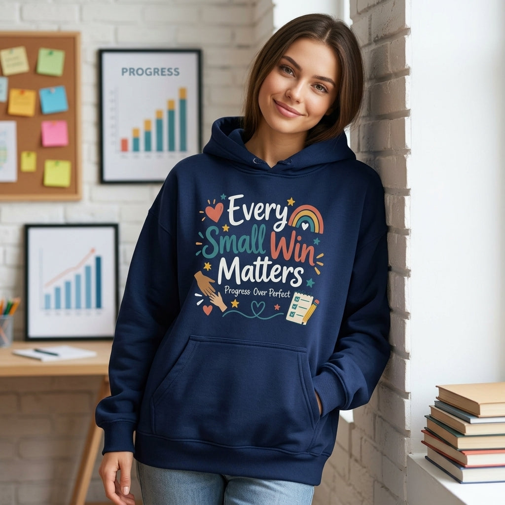 Every Small Win Matters Progress Over Perfect T-shirt Sweatshirt Hoodie – Special Education Teacher - mockup 3