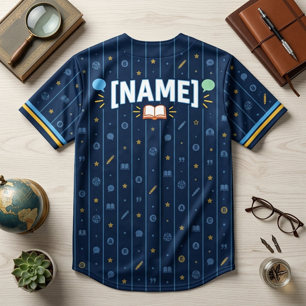 Custom ESL Teacher Baseball Jersey - Personalized Language Educator Apparel - mockup 4