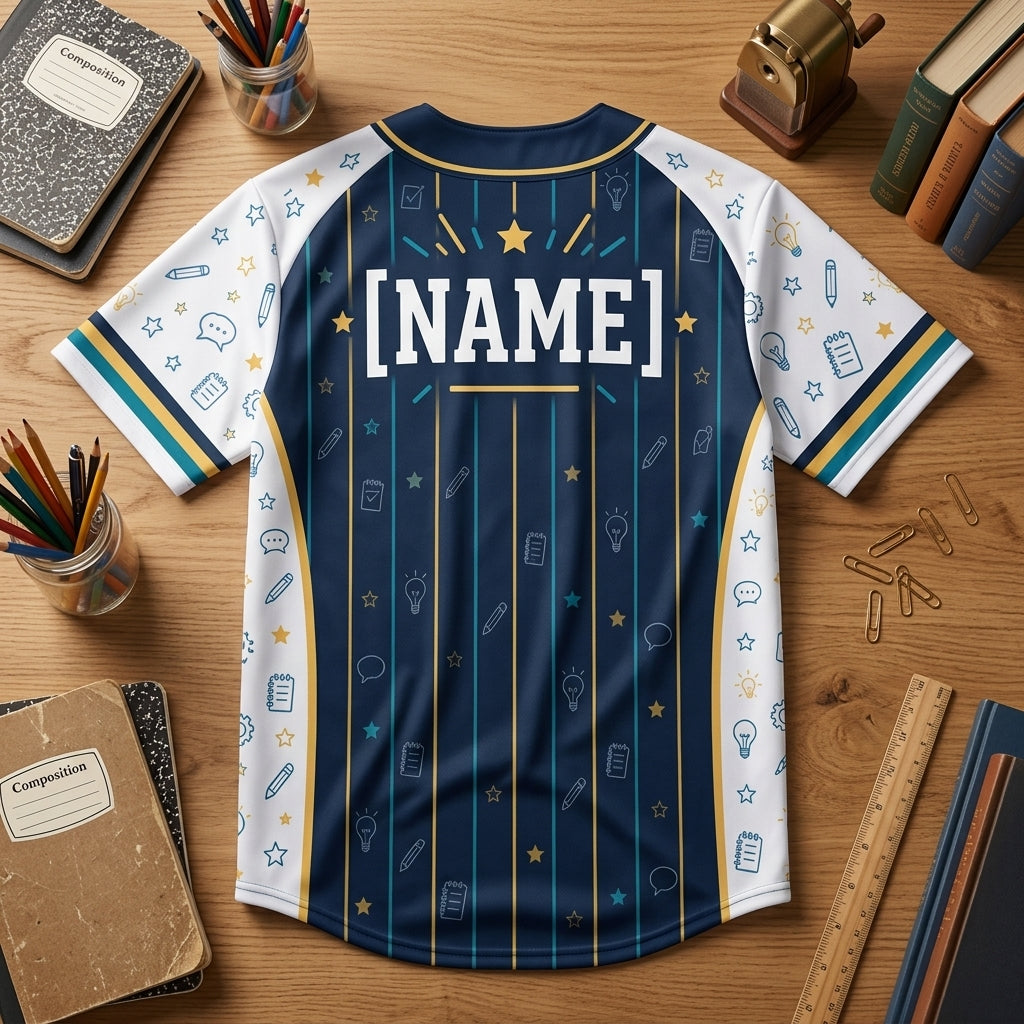 Custom Instructional Coach Baseball Jersey - Personalized Name Education Shirt - mockup 4