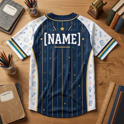 Custom Instructional Coach Baseball Jersey - Personalized Name Education Shirt - mockup 4
