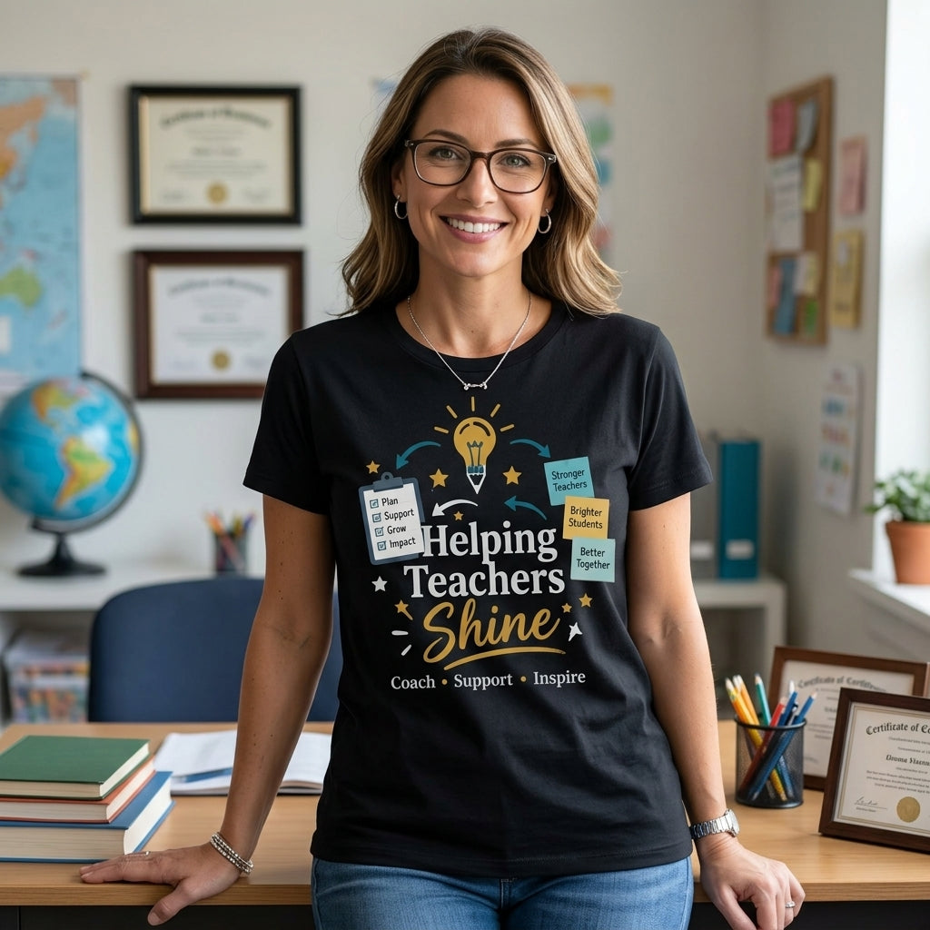 Instructional Coach Helping Teachers Shine T-shirt Sweatshirt Hoodie - Gift for Educators - mockup 1