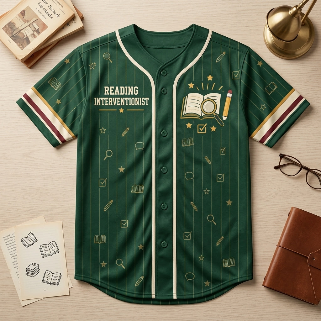 Custom Reading Interventionist Baseball Jersey – Personalized Teacher Gift - mockup 3
