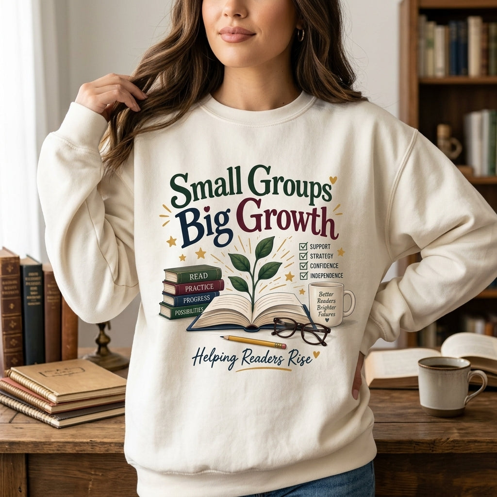 Small Groups Big Growth Reading Interventionist T-shirt Sweatshirt Hoodie - Teacher Gift - mockup 2