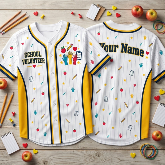 Custom School Volunteer Baseball Jersey - Personalized Name Education Spirit Wear - mockup 1
