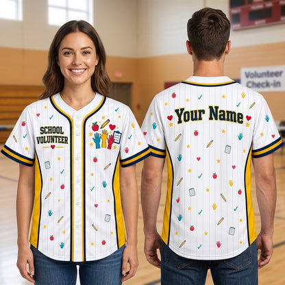 Custom School Volunteer Baseball Jersey - Personalized Name Education Spirit Wear - mockup 2