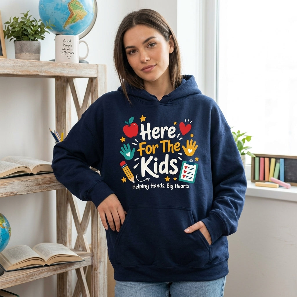 Here For The Kids School Volunteer T-shirt Sweatshirt Hoodie – Classroom Helper Gift - mockup 3