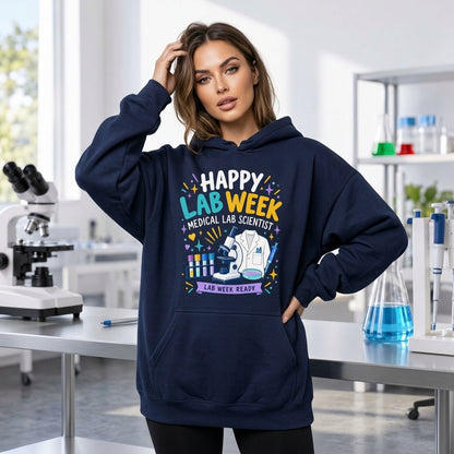 Happy Lab Week Medical Lab Scientist T-shirt Sweatshirt Hoodie - Lab Tech Gift - mockup 3