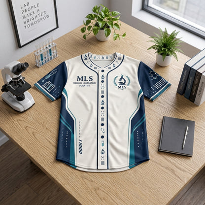 Personalized MLS Monogram Microscope Baseball Jersey - Medical Lab Scientist Gift - mockup 3
