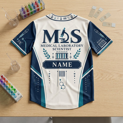 Personalized MLS Monogram Microscope Baseball Jersey - Medical Lab Scientist Gift - mockup 4
