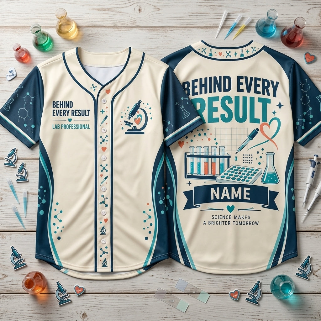 Custom Behind Every Result Lab Professional Baseball Jersey – Personalized Lab Tech Gift - mockup 1