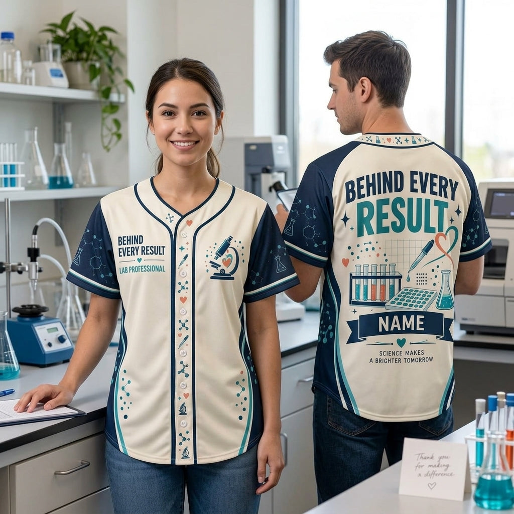 Custom Behind Every Result Lab Professional Baseball Jersey – Personalized Lab Tech Gift - mockup 2