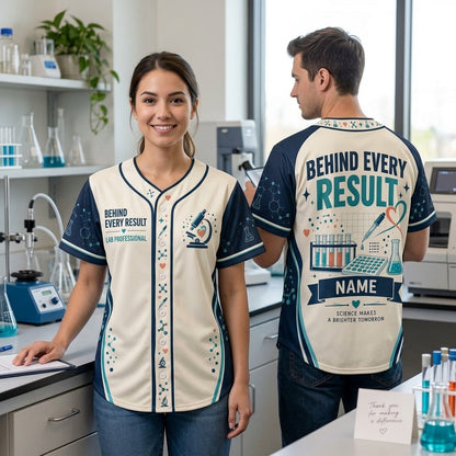 Custom Behind Every Result Lab Professional Baseball Jersey – Personalized Lab Tech Gift - mockup 2