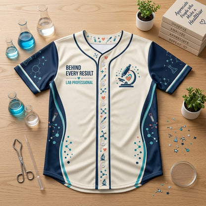 Custom Behind Every Result Lab Professional Baseball Jersey – Personalized Lab Tech Gift - mockup 3