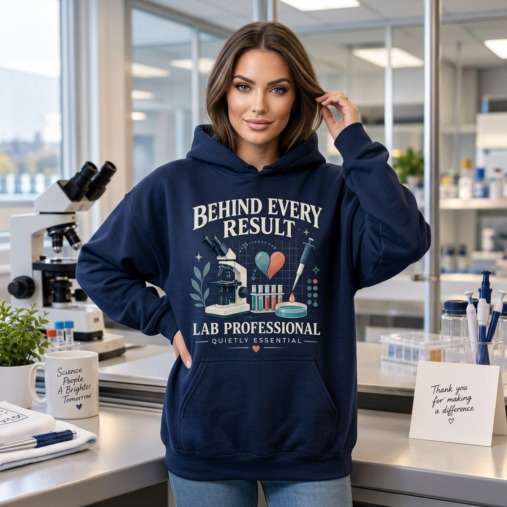 Behind Every Result Lab Professional T-shirt Sweatshirt Hoodie - Quietly Essential Gift - mockup 3