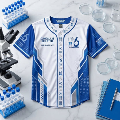 Custom Clinical Lab Scientist Name Badge Baseball Jersey - Personalized Lab Gift - mockup 3