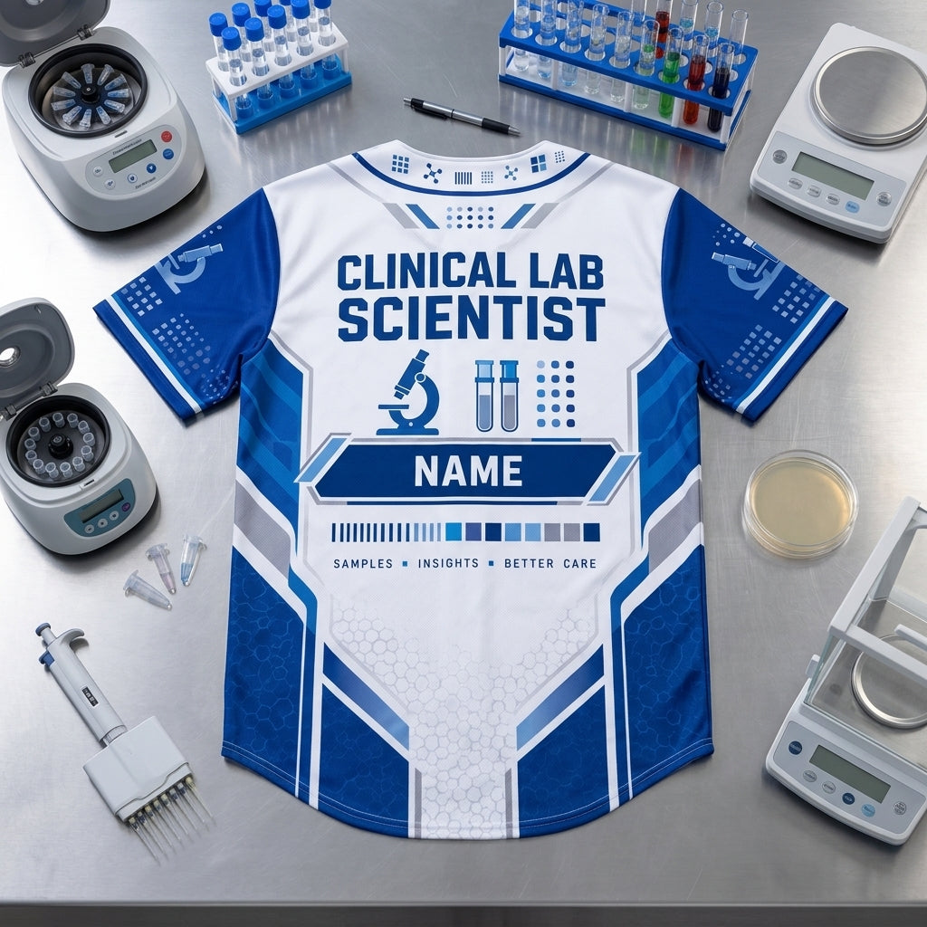 Custom Clinical Lab Scientist Name Badge Baseball Jersey - Personalized Lab Gift - mockup 4