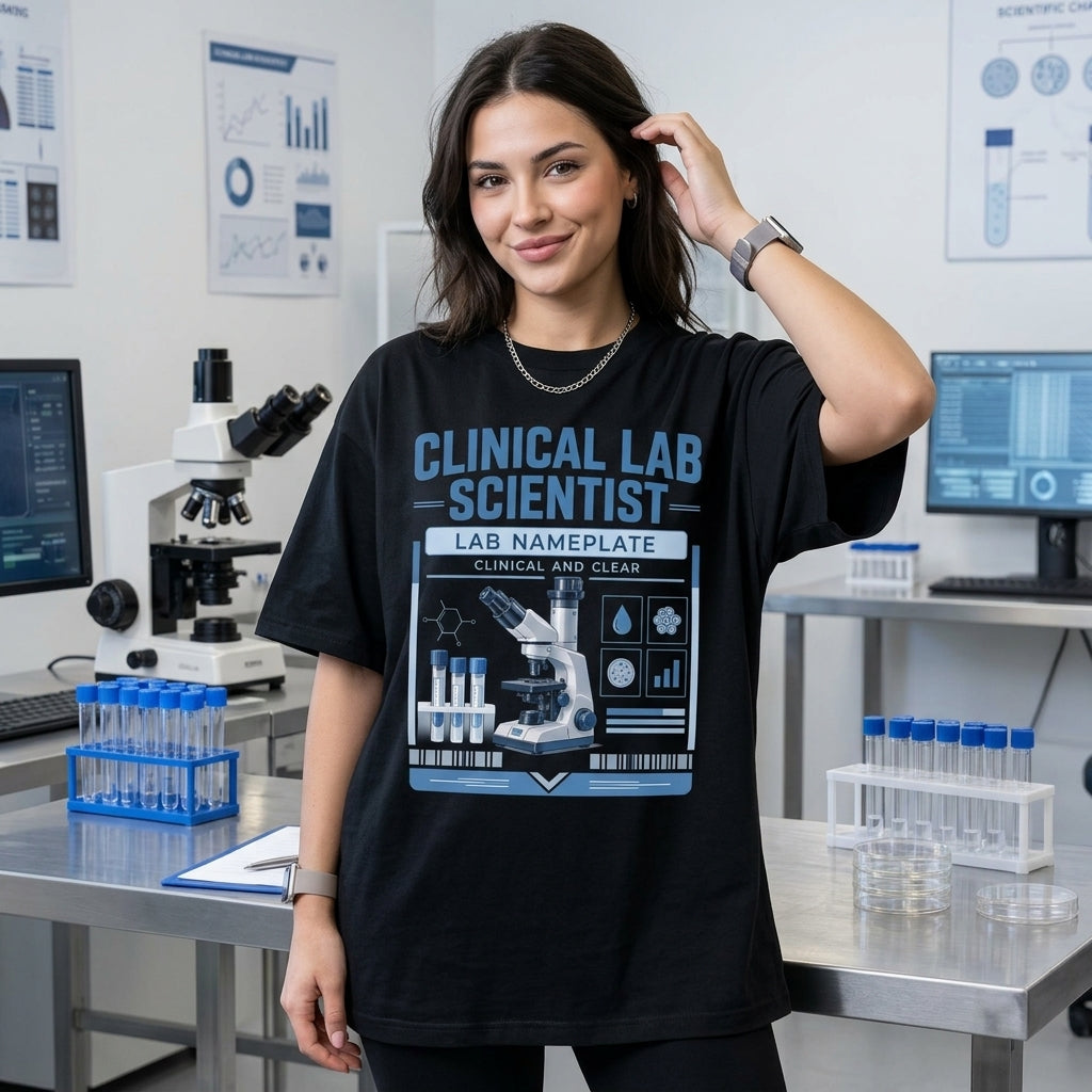 Personalized Clinical Lab Scientist Name Badge T-shirt Sweatshirt Hoodie - mockup 1