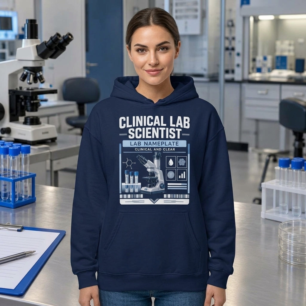 Personalized Clinical Lab Scientist Name Badge T-shirt Sweatshirt Hoodie - mockup 3