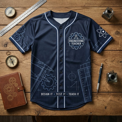 Custom Engineering Teacher Design Challenge Baseball Jersey - Personalized Gift - mockup 3