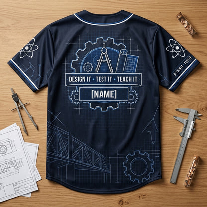 Custom Engineering Teacher Design Challenge Baseball Jersey - Personalized Gift - mockup 4