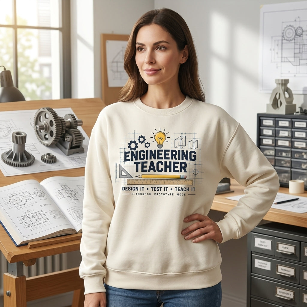 Engineering Teacher Design Challenge T-shirt Sweatshirt Hoodie – STEM Educator Gift - mockup 2