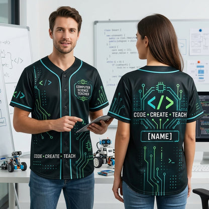 Custom Computer Science Teacher Code Lab Baseball Jersey - Tech Education Gift - mockup 2