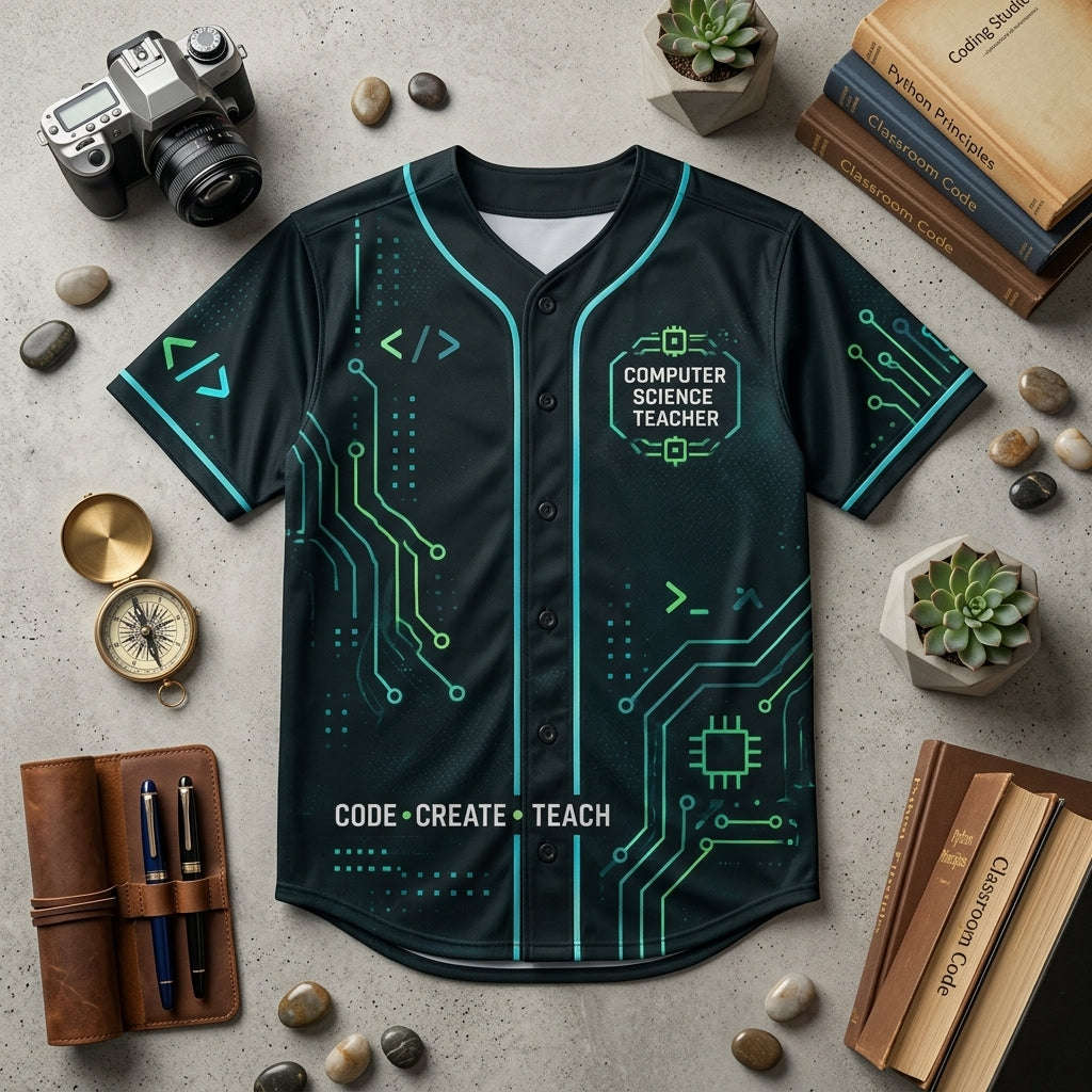 Custom Computer Science Teacher Code Lab Baseball Jersey - Tech Education Gift - mockup 3