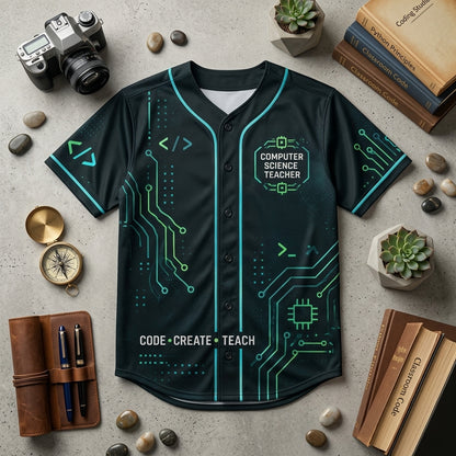 Custom Computer Science Teacher Code Lab Baseball Jersey - Tech Education Gift - mockup 3