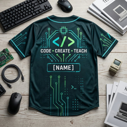 Custom Computer Science Teacher Code Lab Baseball Jersey - Tech Education Gift - mockup 4