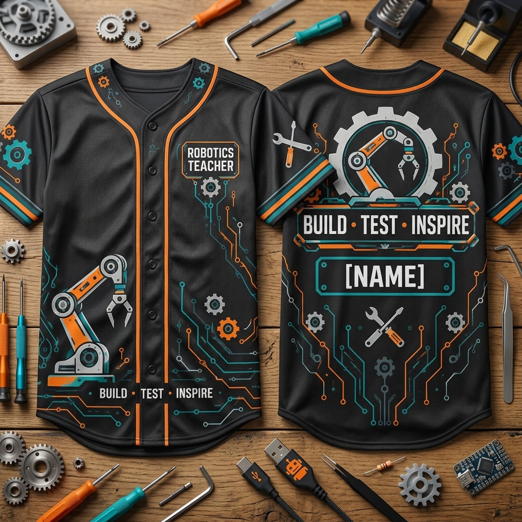 Custom Robotics Teacher Build Lab Baseball Jersey – Personalized STEM Educator Gift - mockup 1
