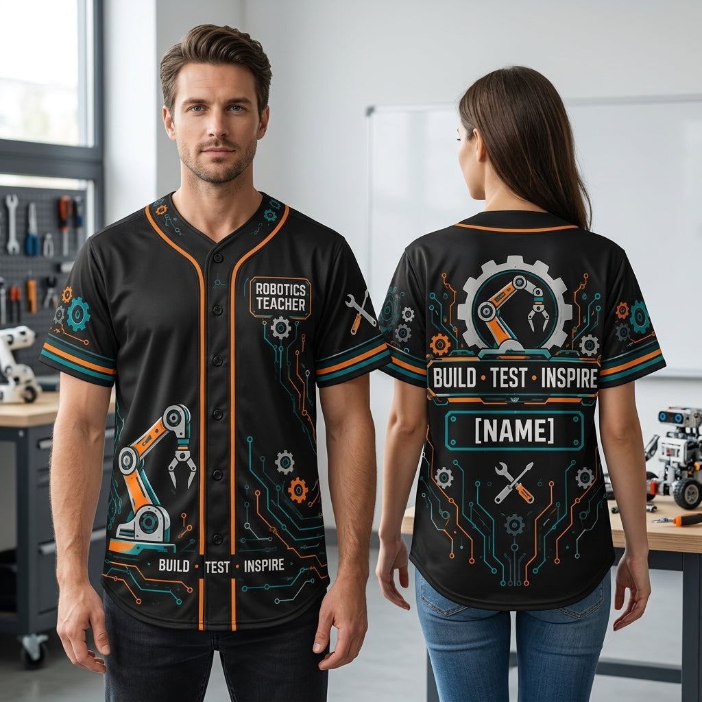 Custom Robotics Teacher Build Lab Baseball Jersey – Personalized STEM Educator Gift - mockup 2