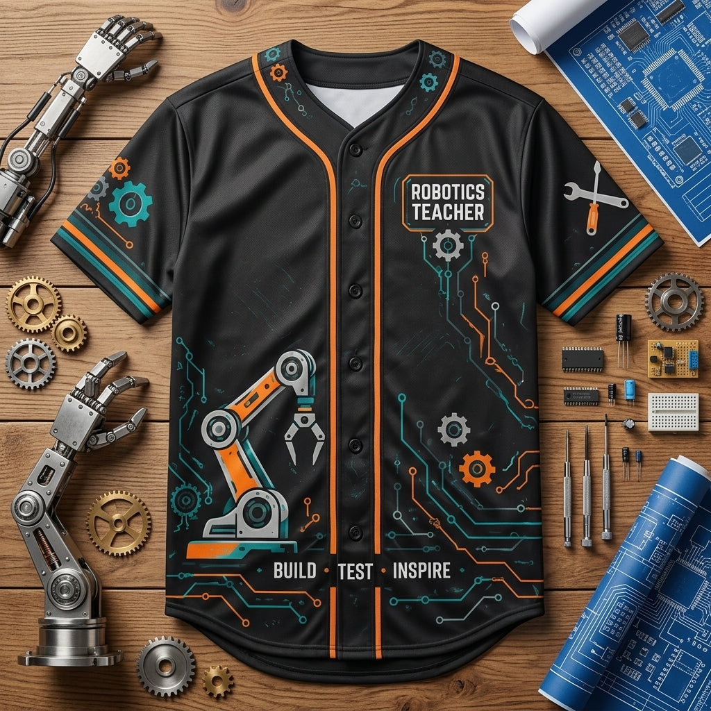 Custom Robotics Teacher Build Lab Baseball Jersey – Personalized STEM Educator Gift - mockup 3