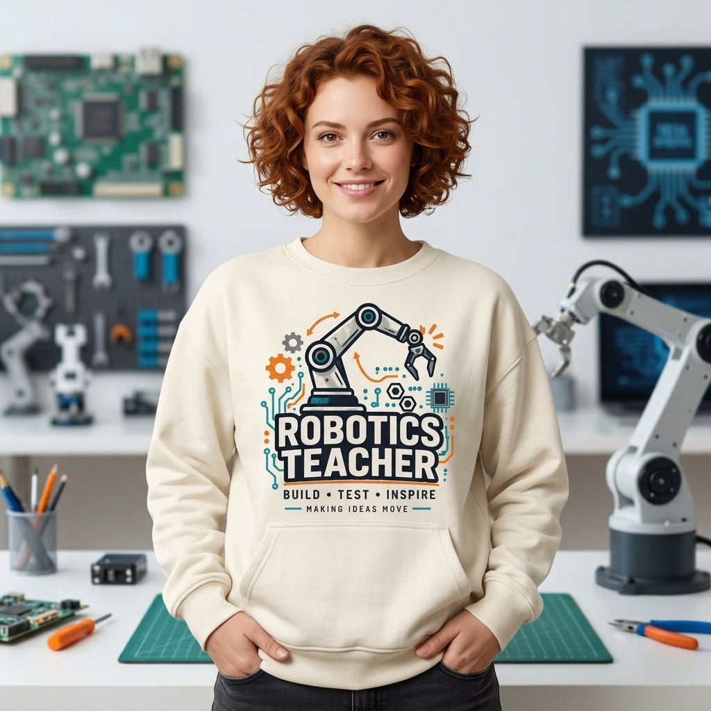 Robotics Teacher Build Lab T-shirt Sweatshirt Hoodie – STEM Educator Gift - mockup 2