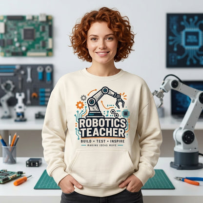 Robotics Teacher Build Lab T-shirt Sweatshirt Hoodie – STEM Educator Gift - mockup 2