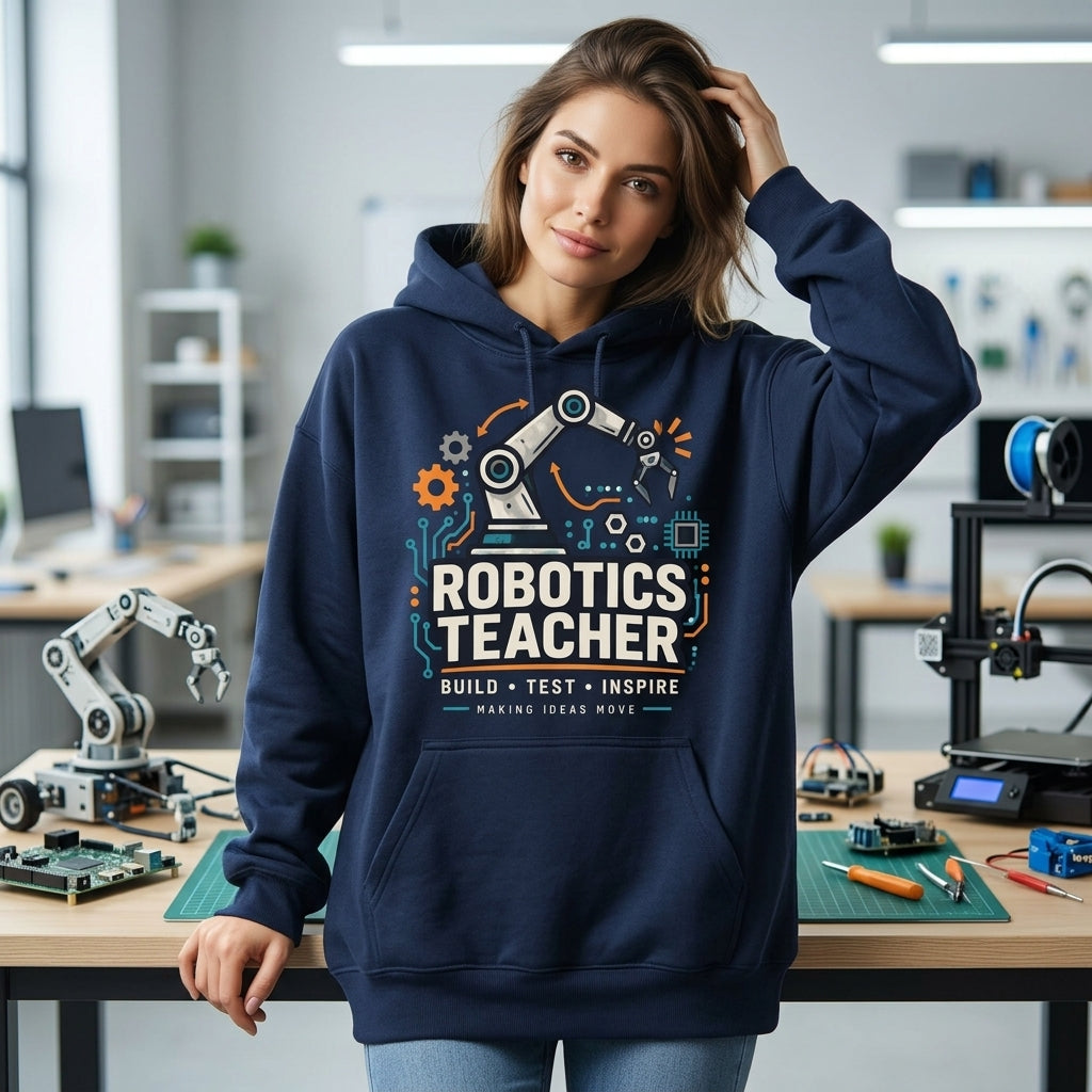 Robotics Teacher Build Lab T-shirt Sweatshirt Hoodie – STEM Educator Gift - mockup 3