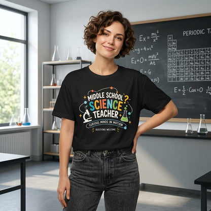 Middle School Science Teacher Curious Minds T-shirt Sweatshirt Hoodie - Science Educator Gift - mockup 1