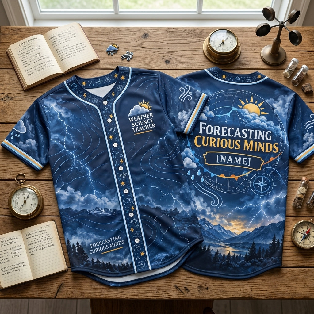 Personalized Weather Science Teacher Meteorology Lab Baseball Jersey – Science Educator Gift - mockup 1
