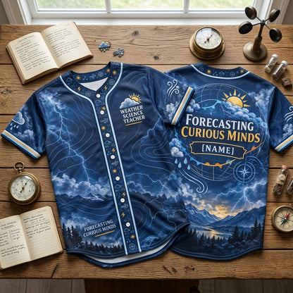 Personalized Weather Science Teacher Meteorology Lab Baseball Jersey – Science Educator Gift - mockup 1